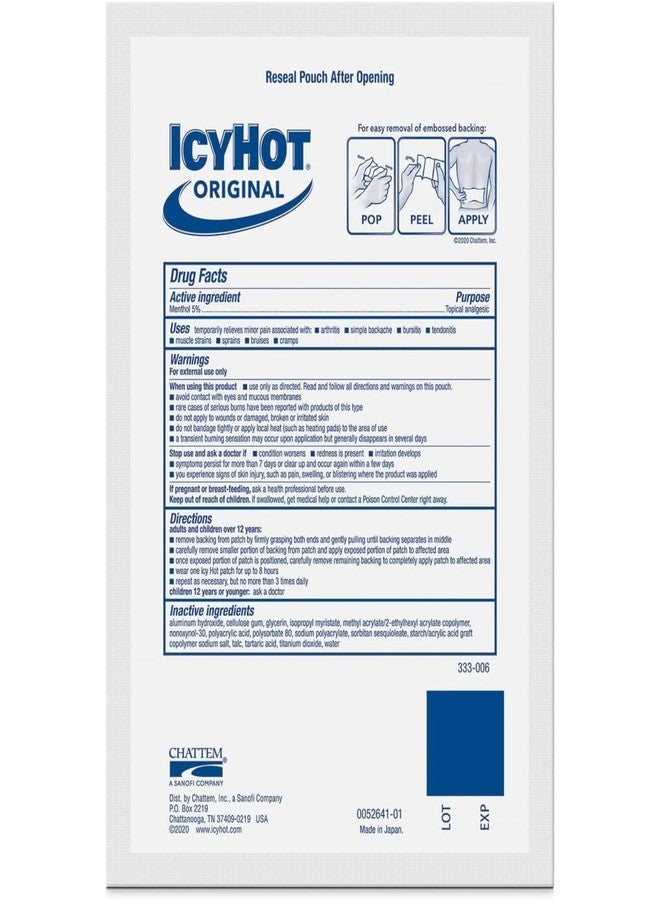 ICY HOT Medicated Patches Extra Strength Extra Large (Back) 3 Each (Pack of 7) - Image 5